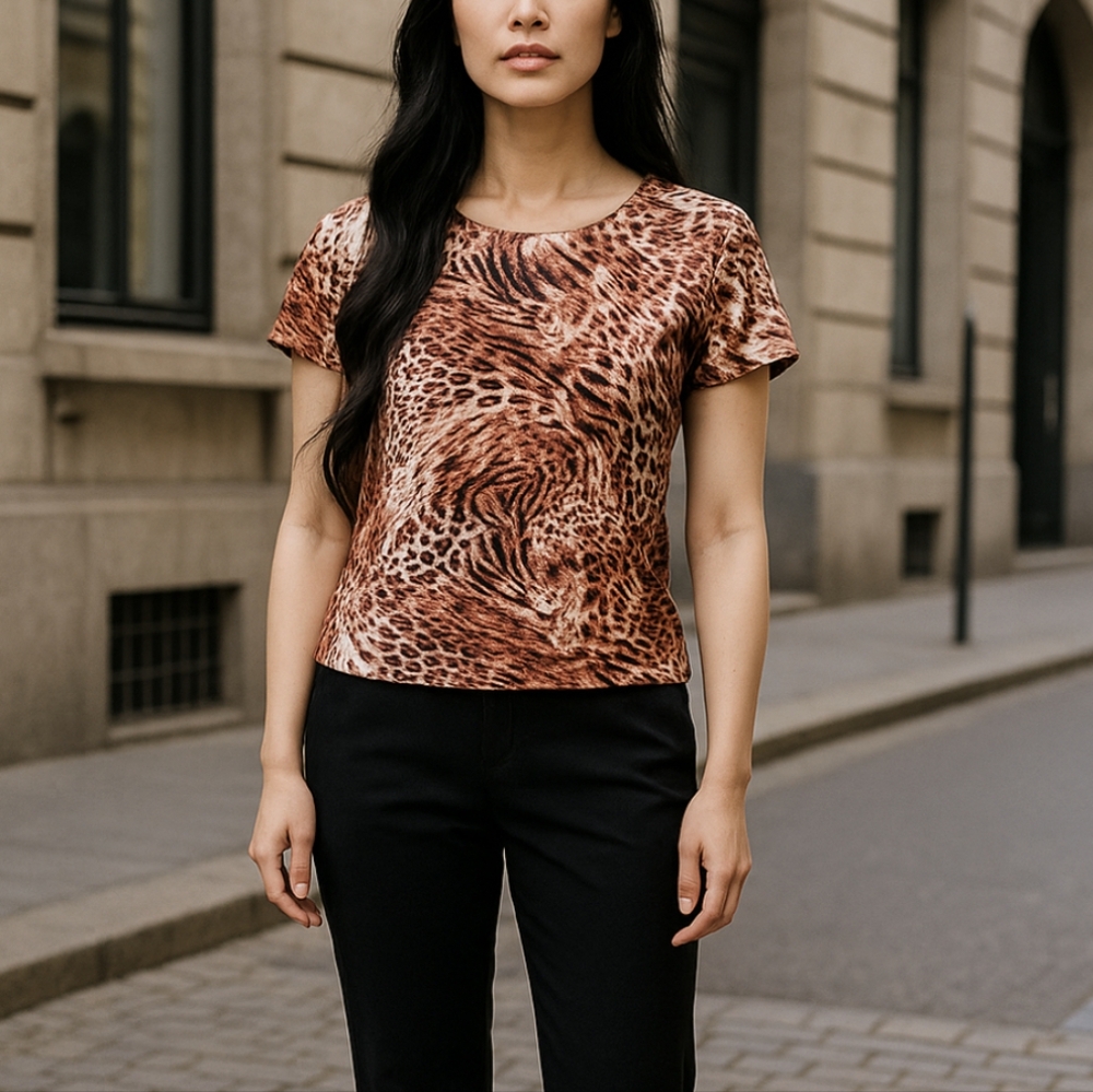 Mac & Jac Animal Print Semi Sheer Blouse